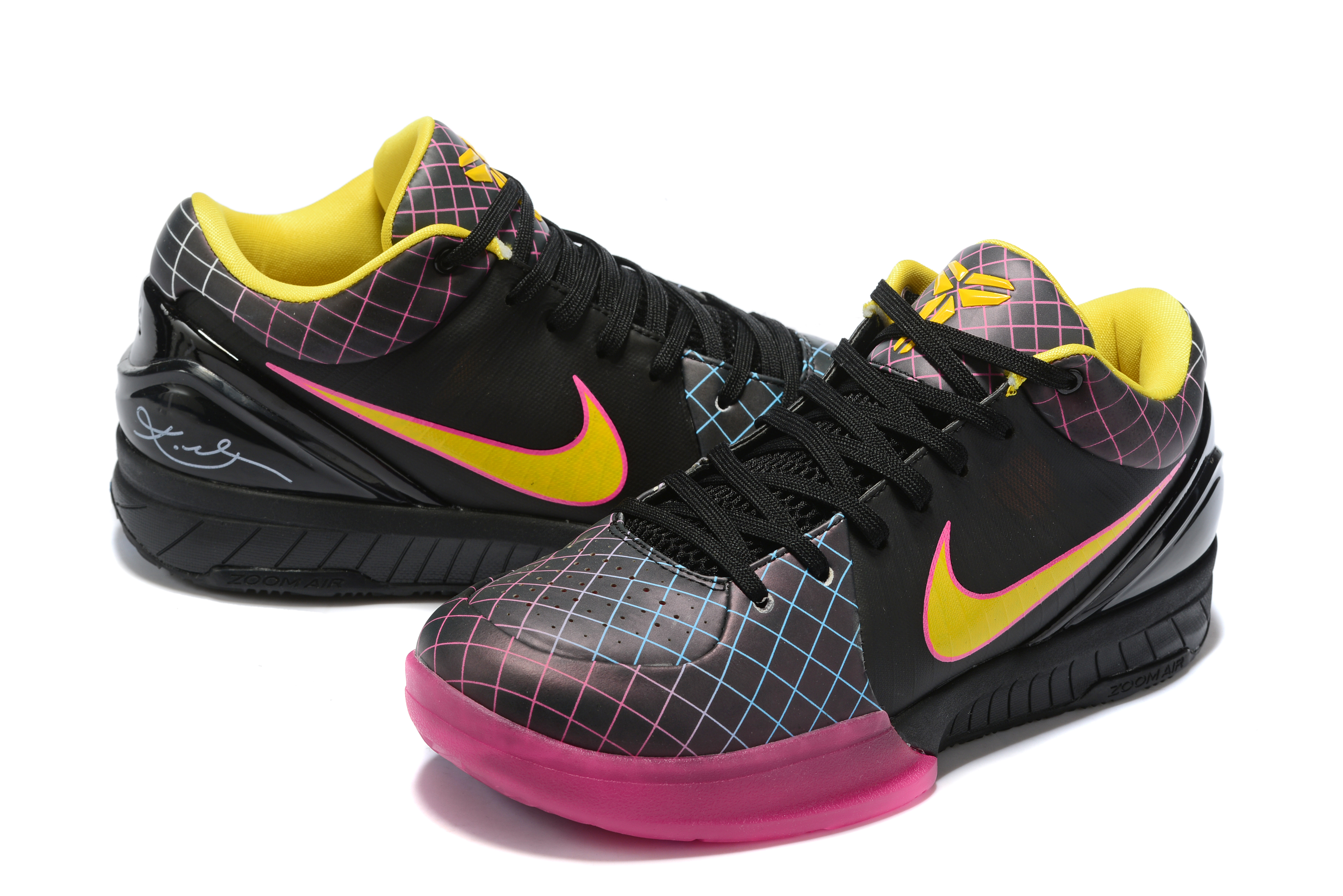 2019 Men Nike Kobe Bryant 4 Black Yellow Pink Shoes